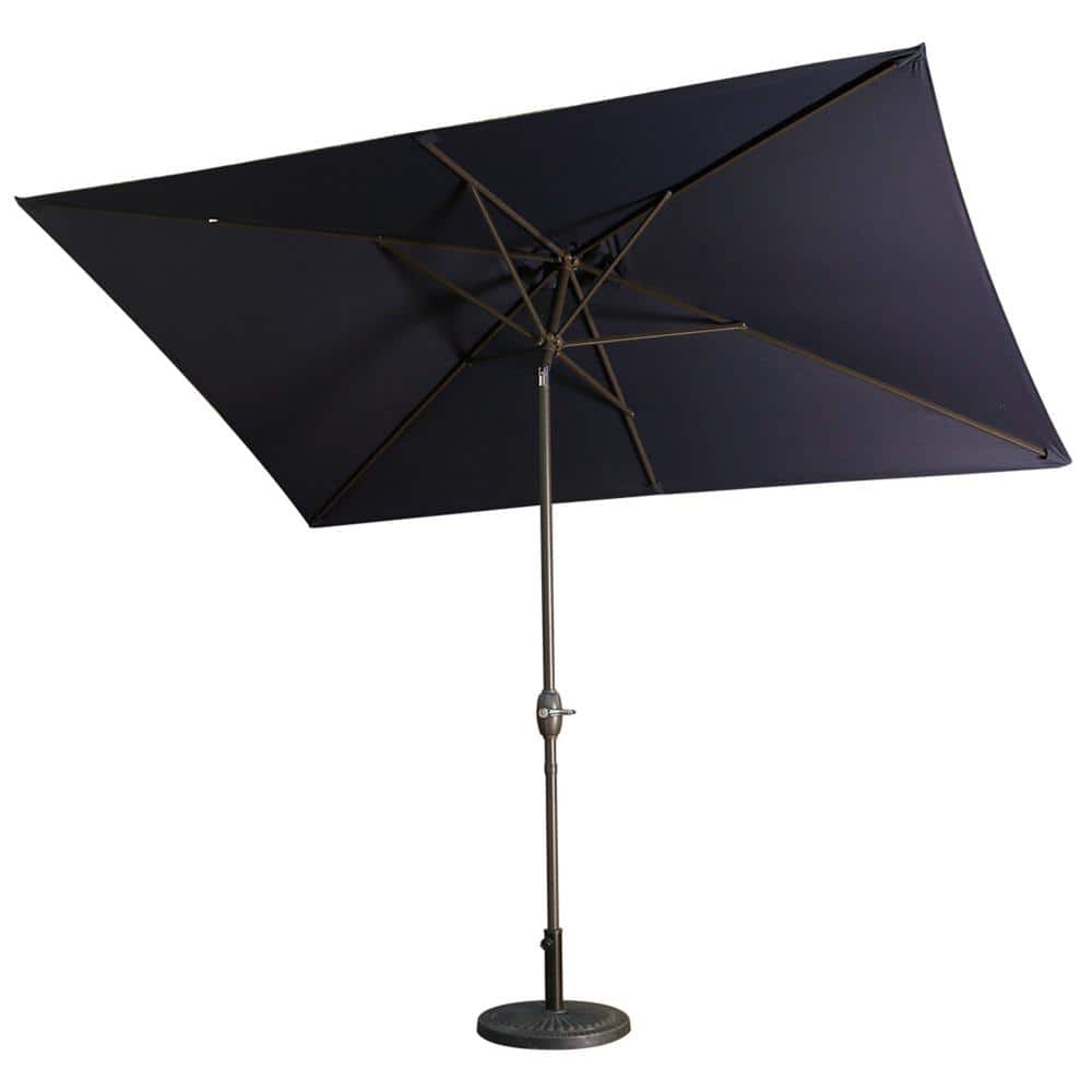 Kadehome 10 ft. Aluminum Pole Rectangular Market Patio Umbrella in Navy