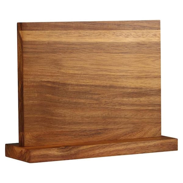 Acacia Wood Magnetic Knife Block with Double Sided Strong Magnet, Non-Slip Foot Pad, Blade Protective Storage