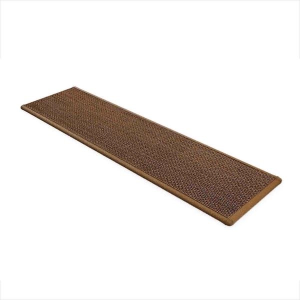 Coffee 8 in. x 30 in. Linen Stair Tread Cover (Set of 15)