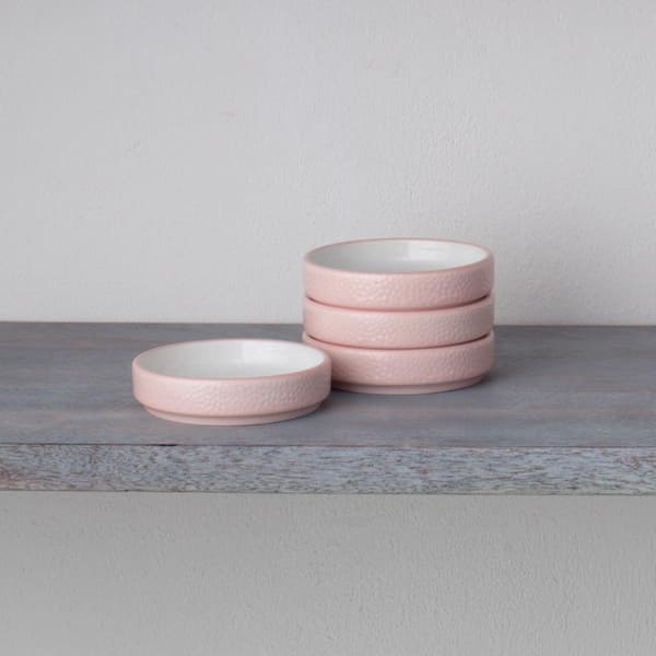 Colortex Stone Blush 3.75 in. Porcelain Mini Plates, (Set of 4)