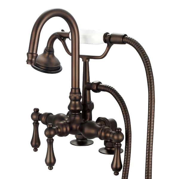 Water Creation 3-Handle Vintage Claw Foot Tub Faucet with Handshower and Lever Handles in Oil Rubbed Bronze