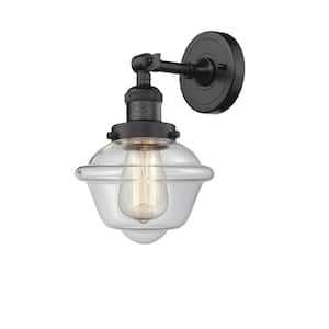 Oxford 7.5 in. 1-Light Oil Rubbed Bronze Wall Sconce with Clear Glass Shade