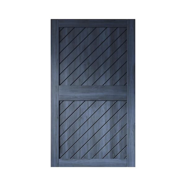 XT1 48 in. x 84 in. C-Panel Solid Core Navy Slanted Stripe Design Pine Wood Interior Sliding Barn Door Slab
