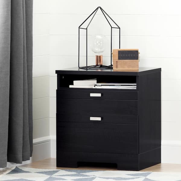 South Shore Reevo 1-Drawer Black Onyx Nightstand