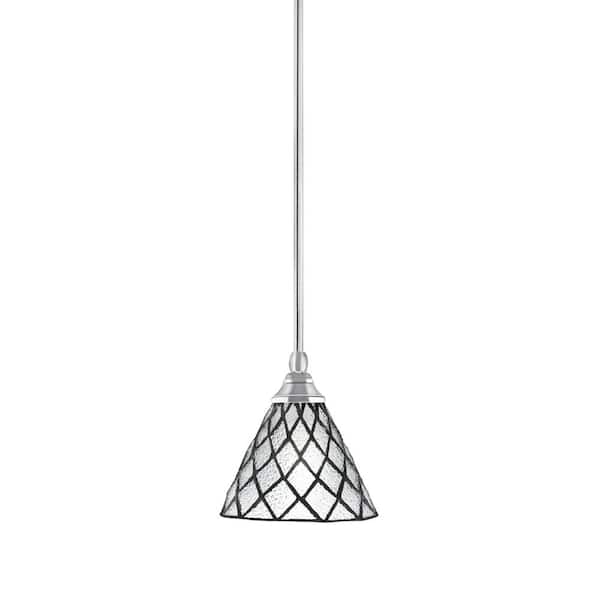 Unbranded Sparta 100-Watt 1-Light Chrome Shaded Pendant Light Mini Pendant with Diamond Ice Art Glass and No Bulb Included