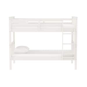 Solid Wood Twin over Twin Mission Design Bunk Bed - White