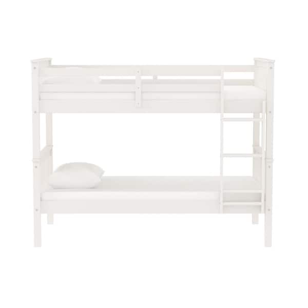 Walker Edison Furniture Company Solid Wood Twin over Twin Mission Design Bunk Bed - White