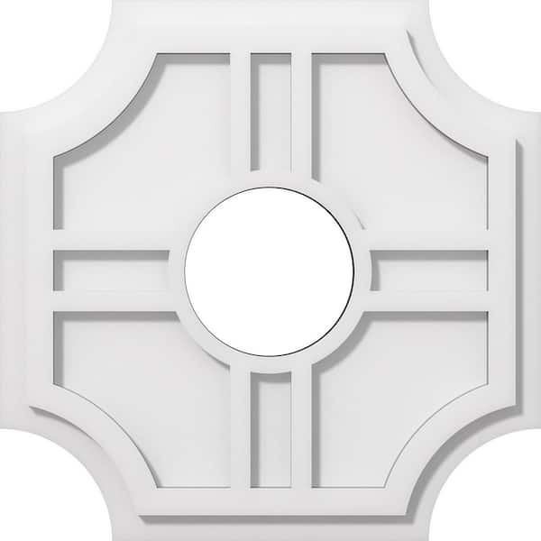 Ekena Millwork 1 in. P X 5-1/4 in. C X 16 in. OD X 5 in. ID Haus Architectural Grade PVC Contemporary Ceiling Medallion