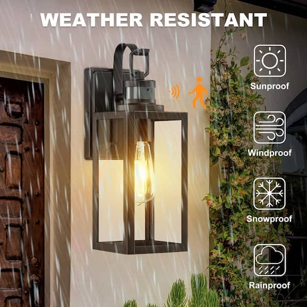 Uixe 15 in. Matte Black Motion Sensing Dusk to Dawn Outdoor