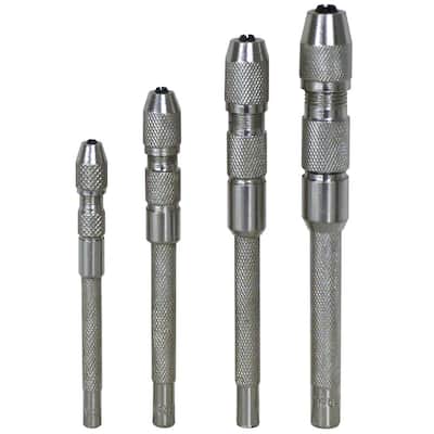Single End Pin Vise Set (4-Piece) for Drill Bits, Taps and Reamers