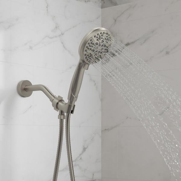 5 in. 5-Spray Wall Mount Handheld Shower Head 1.43 GPM with Rainfall, Mist, Pause, Jet, Massage in Brushed Nickel