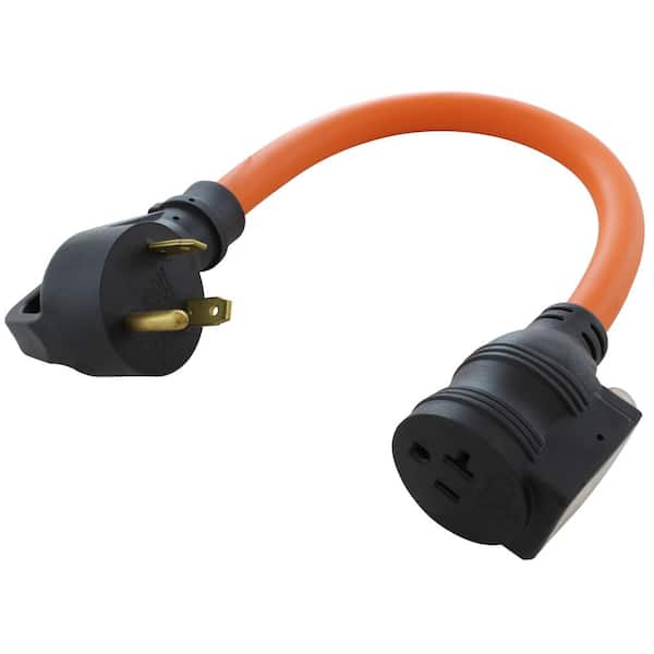 AC WORKS 1.5 ft. 30 Amp RV Travel Trailer TT-30P Plug to 15/20 Amp T-Blade with 20 Amp Breaker