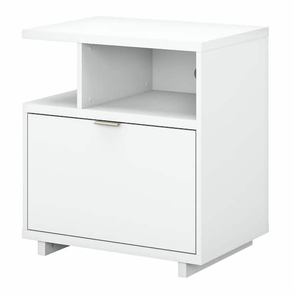 Bush Furniture Madison Avenue Pure White Lateral File Cabinet with Shelves