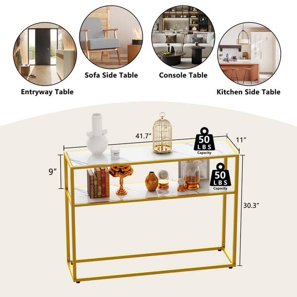 mieres Modern 3-Piece White Rectangle Faux Marble Top Coffee Table 