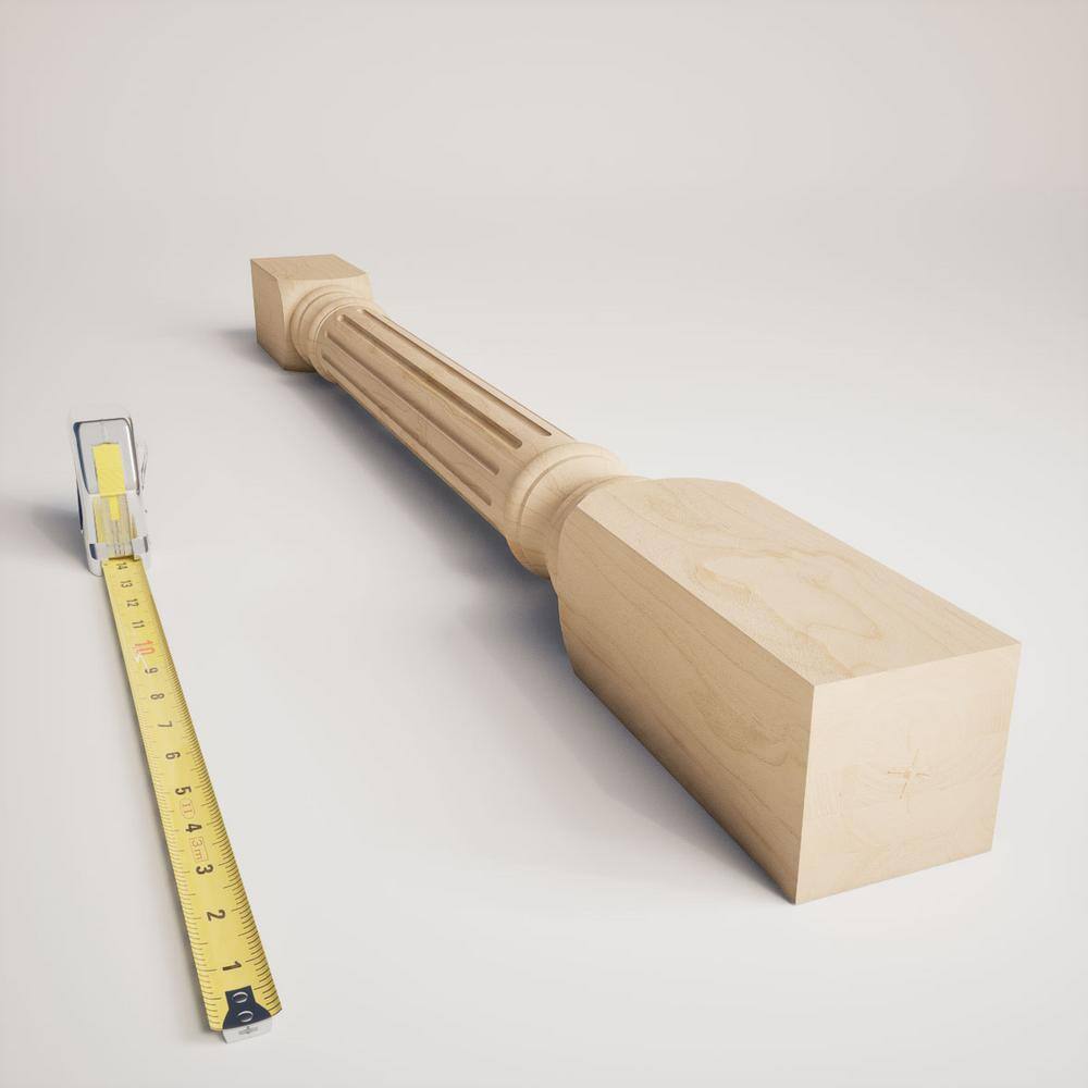 Alder Wood Fluted Cabinet Column, 35.5" Height
