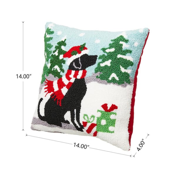 Pillow of DOG.Border collie holding trowel in garden
