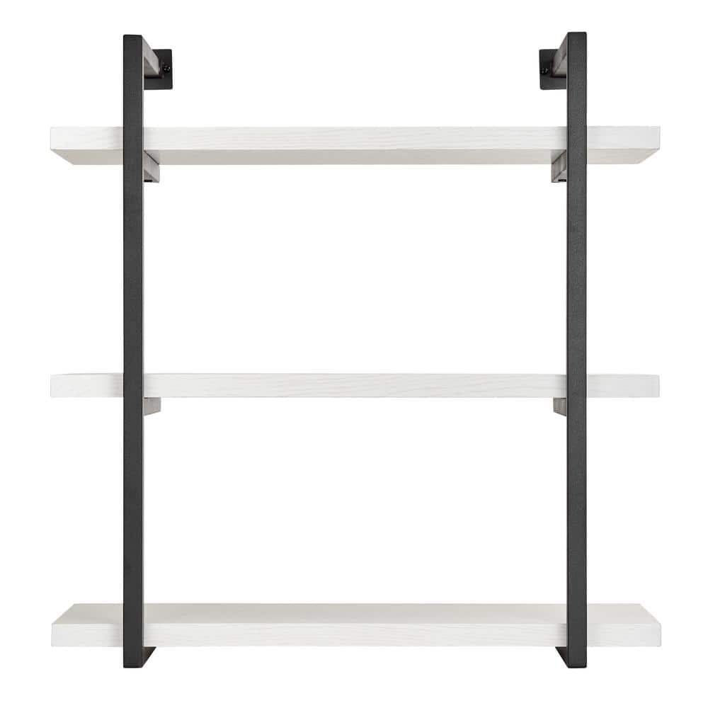 White and Black 3-Tier Industrial Wall Shelf