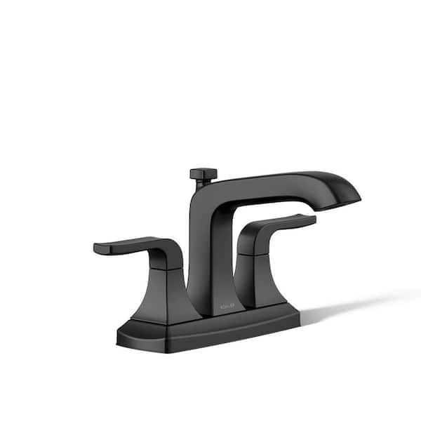KOHLER Rubicon 4 in. Centerset 2-Handle Bathroom Faucet in Matte Black