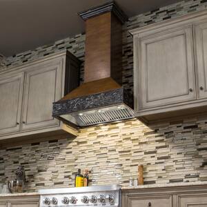 36 in. 700 CFM Ducted Vent Wall Mount Range Hood with Dual Remote Blower in Antigua & Walnut