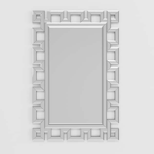 Unbranded 36 in. W x 24 in. H Large Wall-Mounted Silver Decorative Rectangular Wall Mirror for Home, Living Room, Entryway