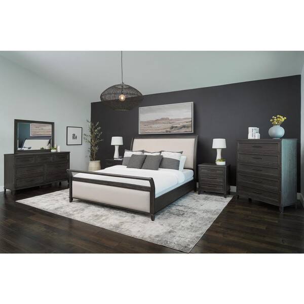 Best Quality Furniture Donna 6-Piece Dark Walnut Queen Panel Bedroom Set  DON-Q4NC - The Home Depot