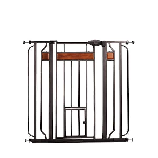 Carlson Pet Products Carlson Design Paw Extra Tall Pet Gate with Small Pet Door, Wood Accent, Black