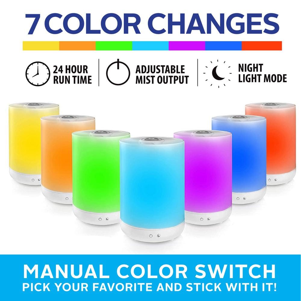1 Gallon White Ultrasonic Color Changing Humidifier and Aroma Diffuser