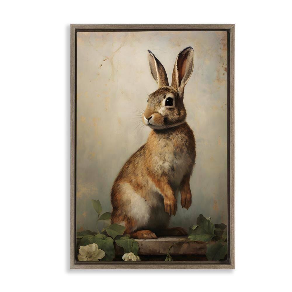 Dark Rabbit Portrait by Petal Prints Design Brown Floater Frame Graphic Art Print Animal 21 in. x 31 in. price history on PriceWatchPro