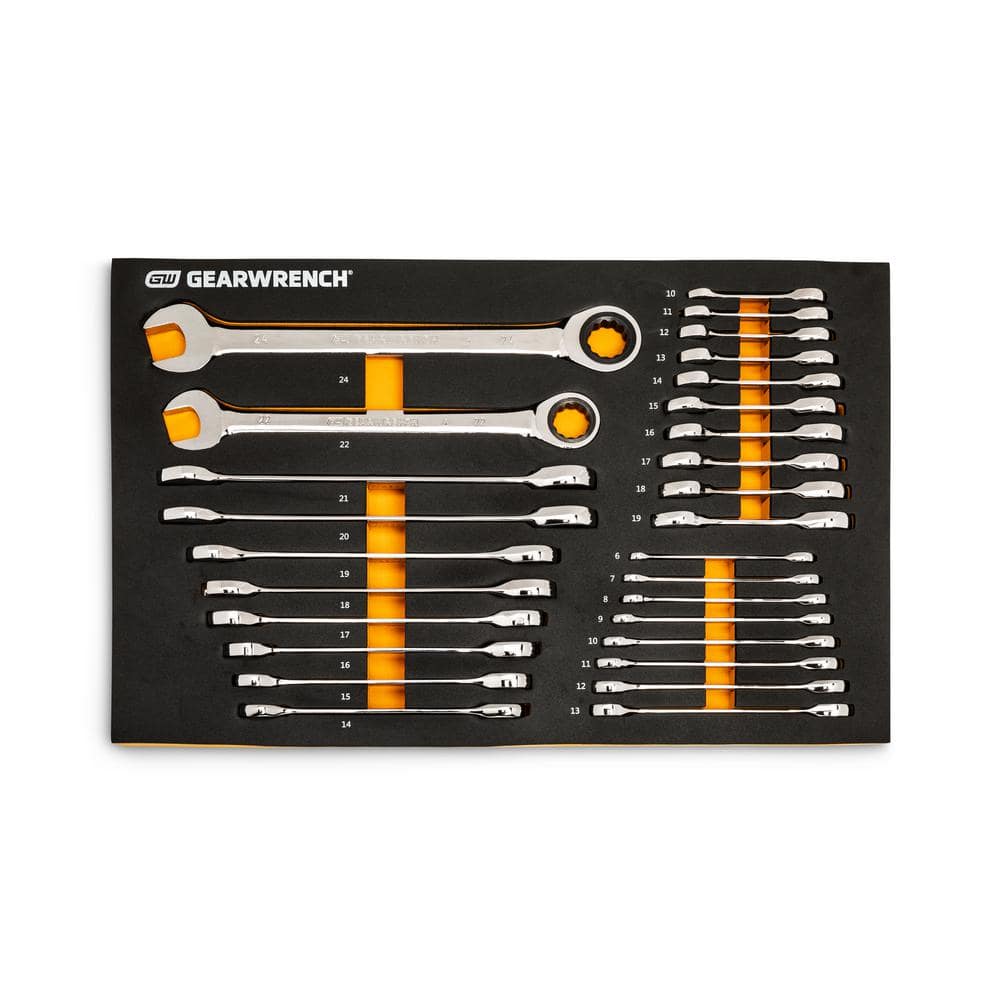 GEARWRENCH 28-Piece 72T Metric Standard and Stubby Ratcheting Wrench ...