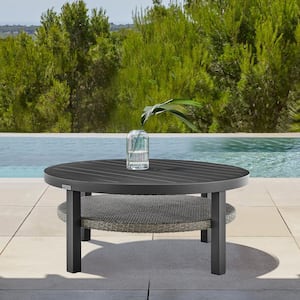 Aileen Black Round Aluminum Outdoor Coffee Table