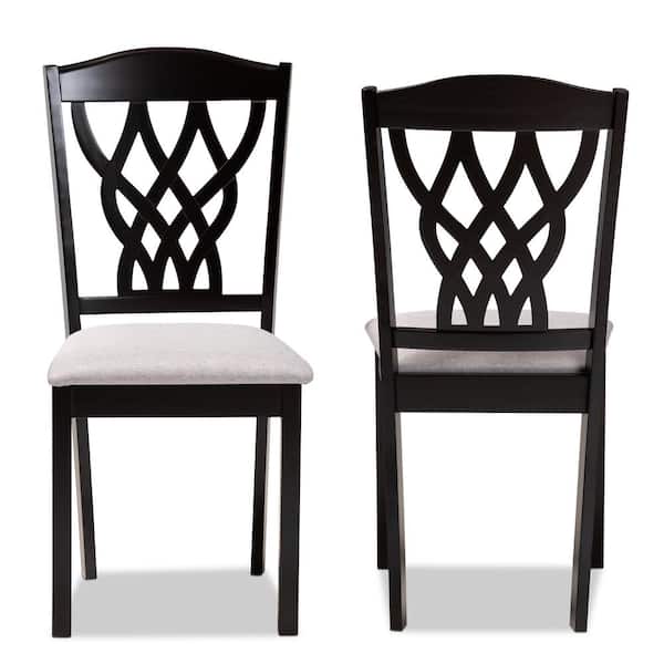 Baxton Studio Delilah Grey and Dark Brown Fabric Dining Chair (Set of 2)
