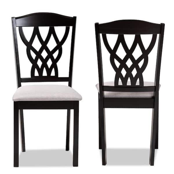 Baxton Studio Delilah Grey and Dark Brown Fabric Dining Chair Set