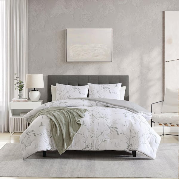 Unbranded Ink Wash Vine 4-Piece Green Microfiber Full/Queen Comforter Set