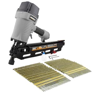 Pneumatic 21 Degree 3-1/2 in. Full Round Head Framing Nailer with Nails (500-Count)