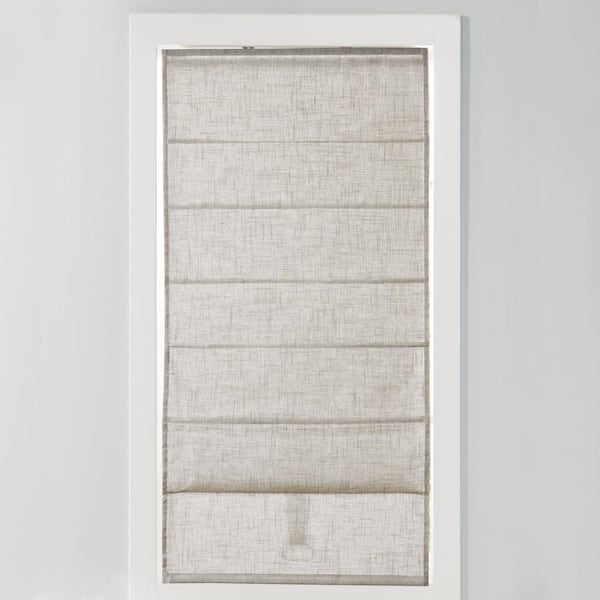 Suvi Natural Cordless Polyester Linen Blend Light Filtering Roman Shade- 34 in. W x 64 in. L