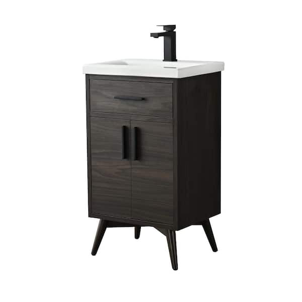 Nelson 20 in. W x 15.7 in. D x 34 in. H Bath Vanity in Dark Walnut with White Ceramic Top