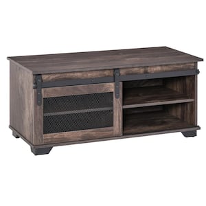 39.25 in. Dark Brown Rectangular MDF Coffee Table with Adjustable Shelves