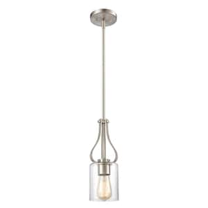 Marin 1-Light Brushed Nickel Mini Pendant Light with Glass Shade