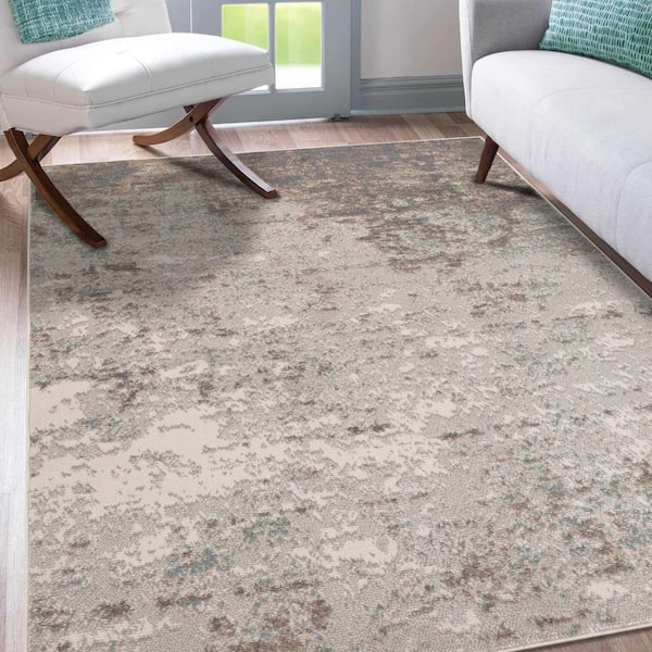 Alpine 9 x 12 Gray Abstract Pattern Area Rug for High Traffic Living Room Dining Room Bedroom