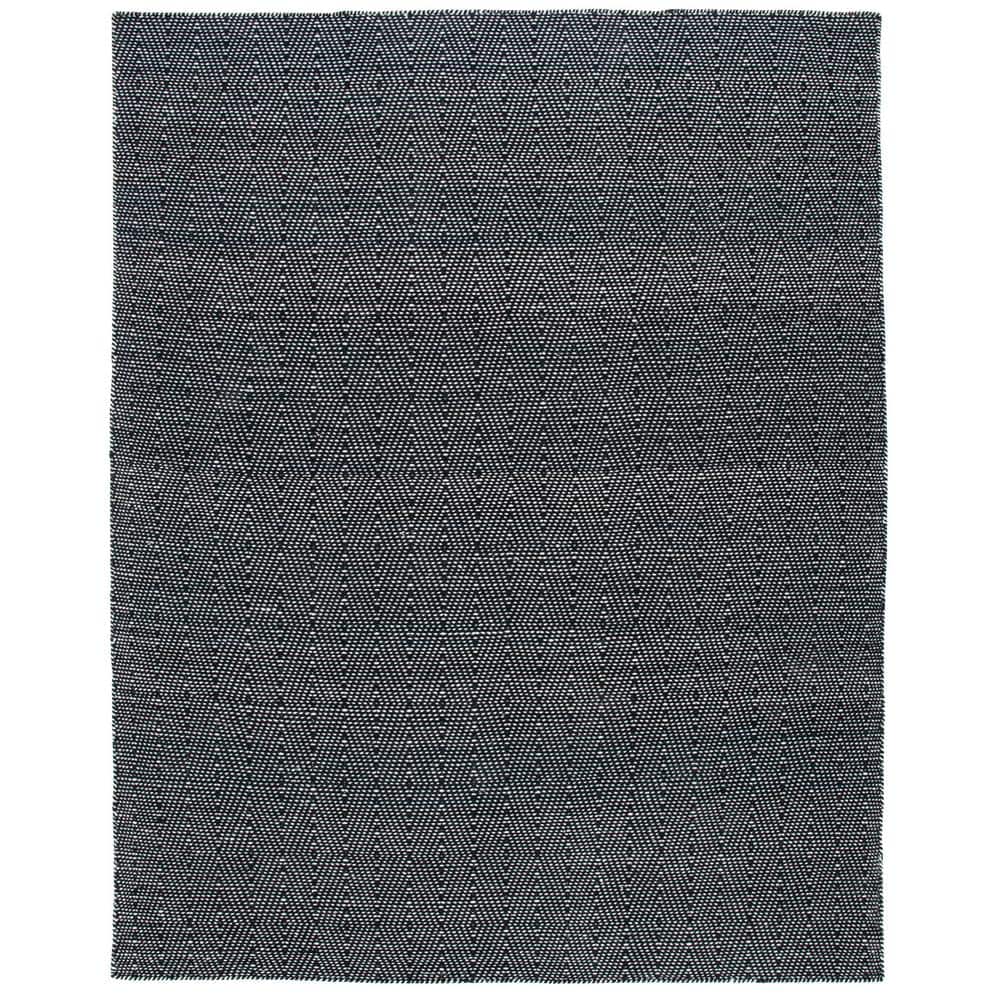 Black and Ivory Wool Handmade Flat Woven 8' x 10' Area Rug