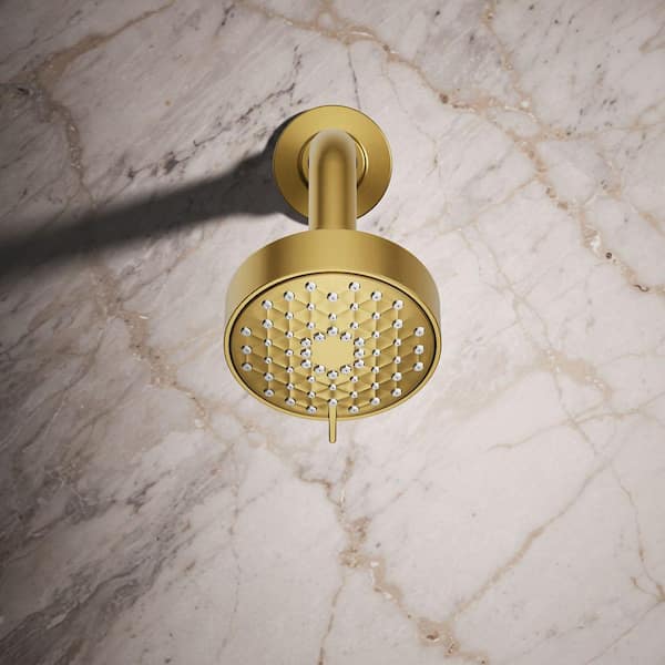 KOHLER Awaken 3-Spray Patterns with 1.7 GPM 3.56 in. Wall Mount Fixed Shower Head in Vibrant Brushed Moderne Brass
