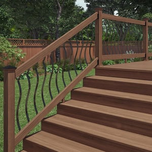 6 ft. Walnut-Tone Southern Yellow Pine Stair Rail Kit with Aluminum Contour Balusters