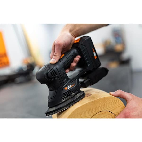 WEN 20401 20-Volt Max Cordless Detailing Palm Sander with 2.0 Ah Lithium-Ion Battery and Charger - 3