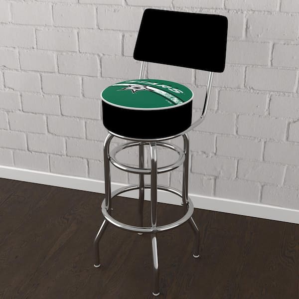 Unbranded Dallas Stars Logo 31 in. Green Low Back Metal Bar Stool with Vinyl Seat