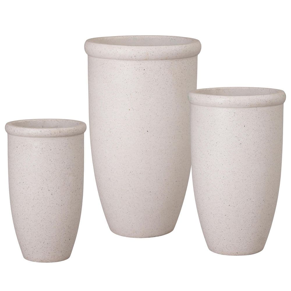 18 in., 22 in., 27.5 in. H Terrazzo White Terrazzo Round Planters with Drainage Hole (Set of 3) price history on PriceWatchPro