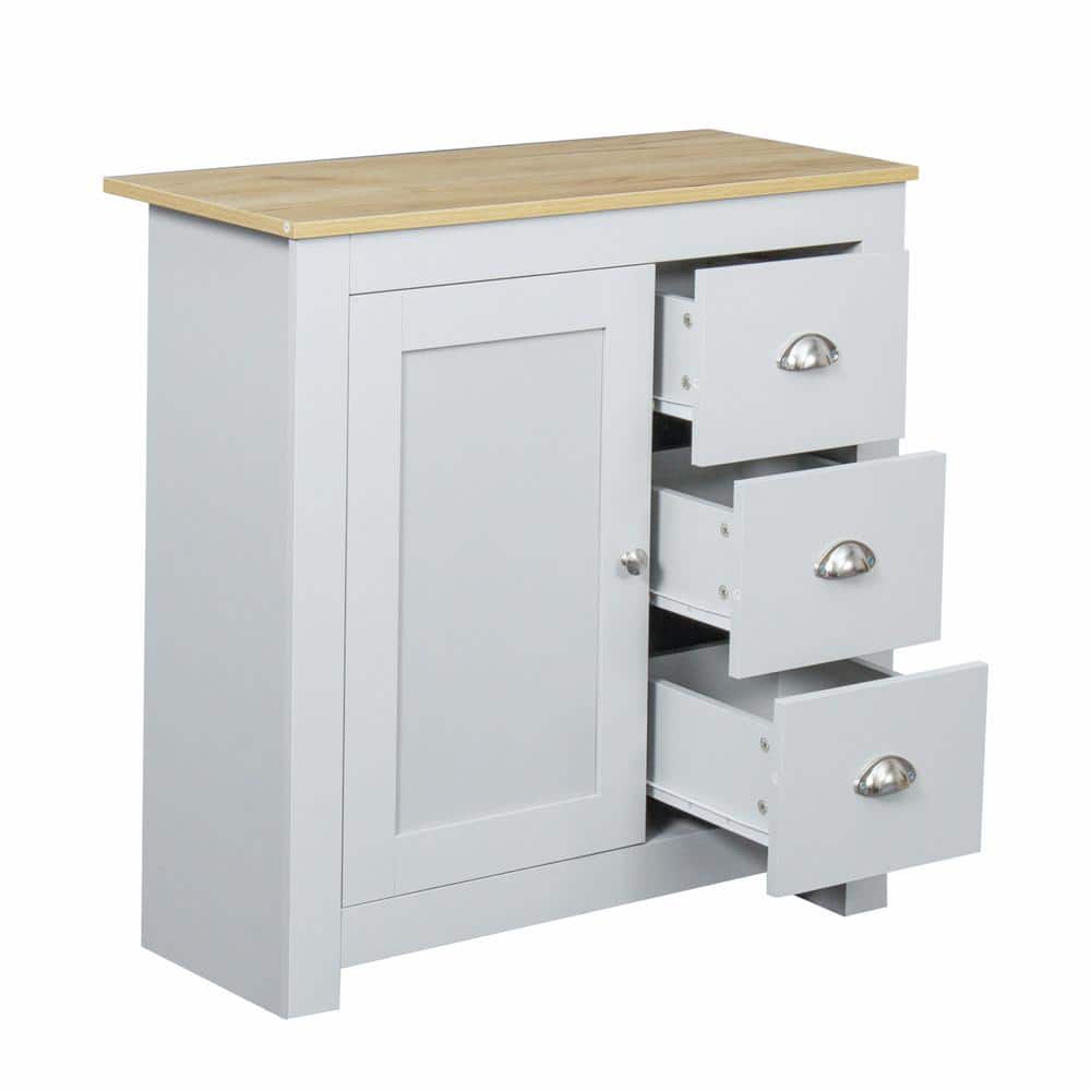 31.1 in. W x 13.78 in. D x 31.89 in. H Bathroom Gray Linen Cabinet
