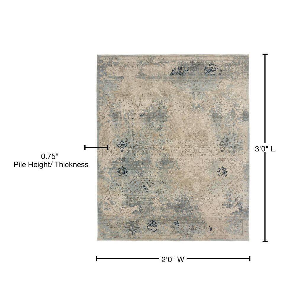Handmade Blue and Ivory Abstract Synthetic Area Rug, 2' x 3'