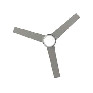 52 in. Integrated LED Indoor Brushed Nickel Ceiling Fan with Light Kit with Pull Chain