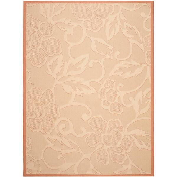 SAFAVIEH Courtyard Natural/Terracotta 9 ft. x 12 ft. Floral Indoor/Outdoor Patio  Area Rug