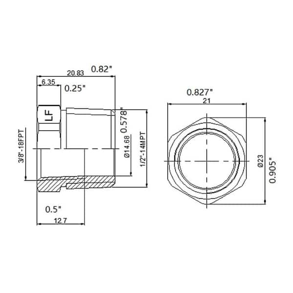 1/2 in. MIP x 3/8 in. FIP Brass Bushing Fitting